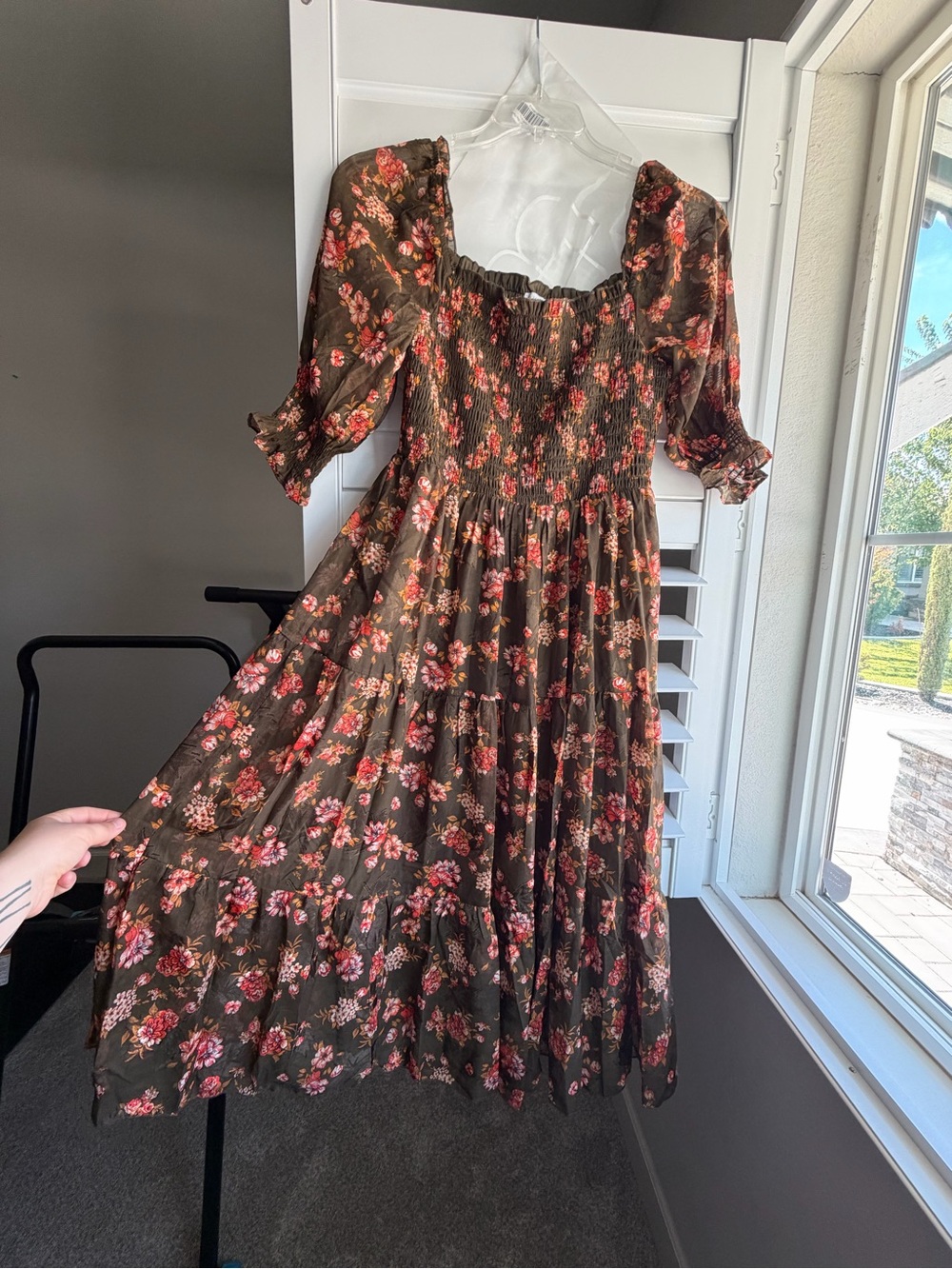 Baltic Born Brown Maxi Dress with Pink Floral Print